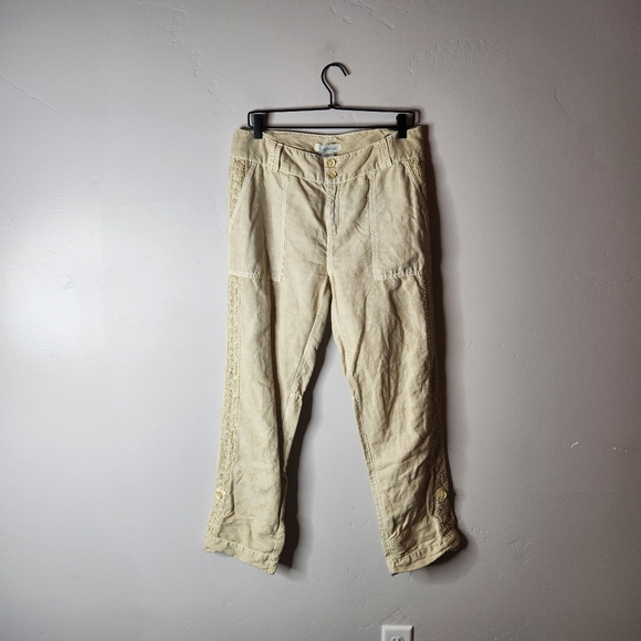 Sundance Organia Lace Linen Pants Size 10 - Picture 2 of 8